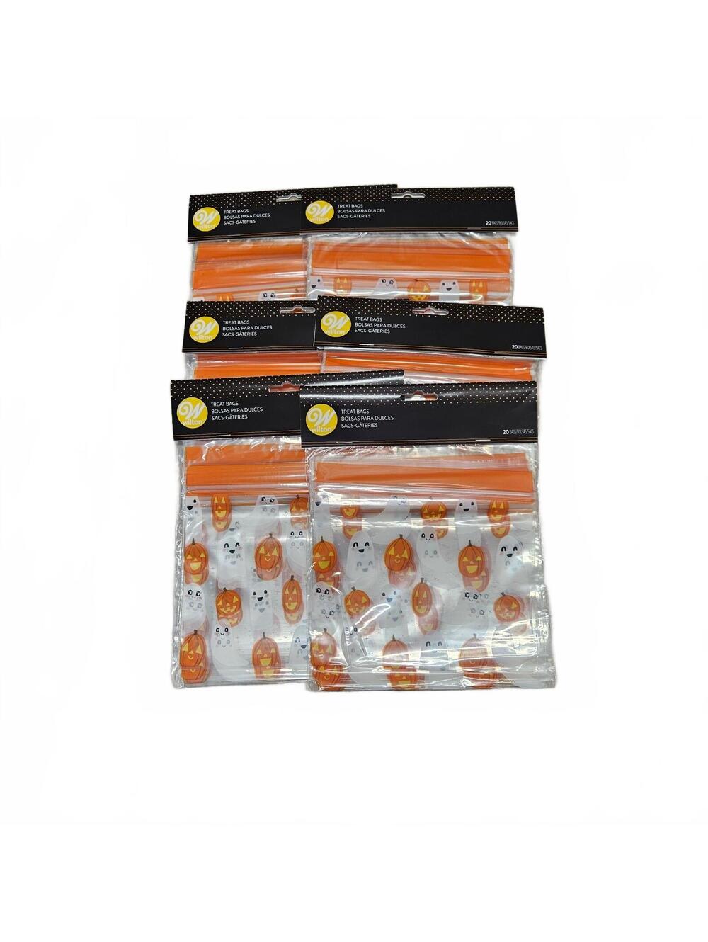 New Lot Of 6 Wilton Halloween Treat Bags with Ghost and Pumpkin Design 120 Count